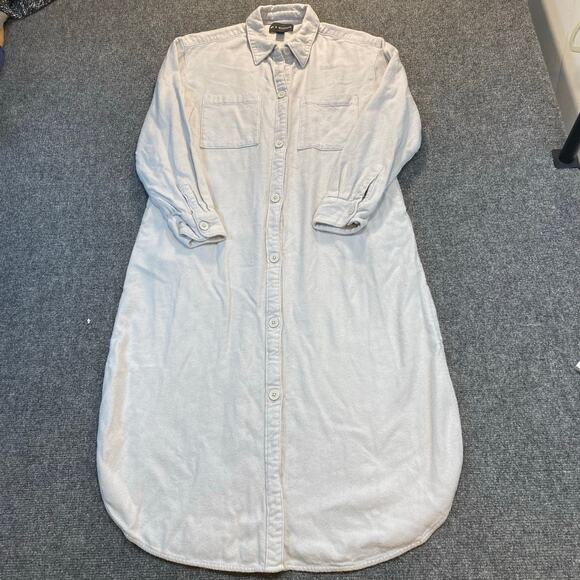 BP. X Wildfang Dresses & Skirts - BP. X Wildfang Womens Medium Ivory Cotton Long Sleeve Shirt Dress Maxi